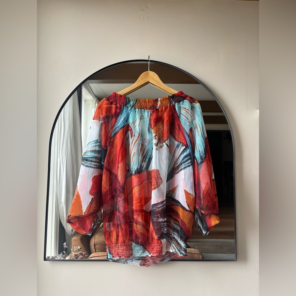 DESIGUAL | sheer multicoloured top | size large - Picture 3 of 5
